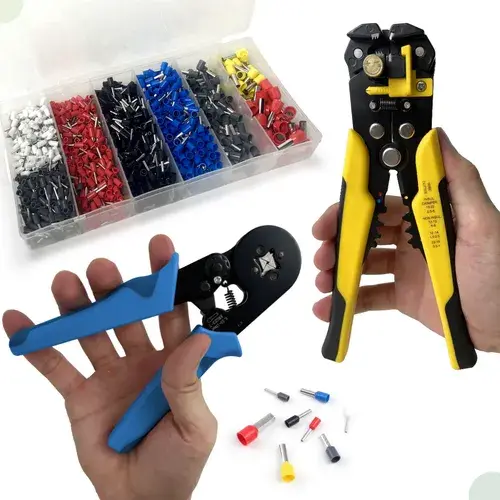 Kit Alicate Crimpar Desencapador 1200 Terminais Ilhós Tubular T7